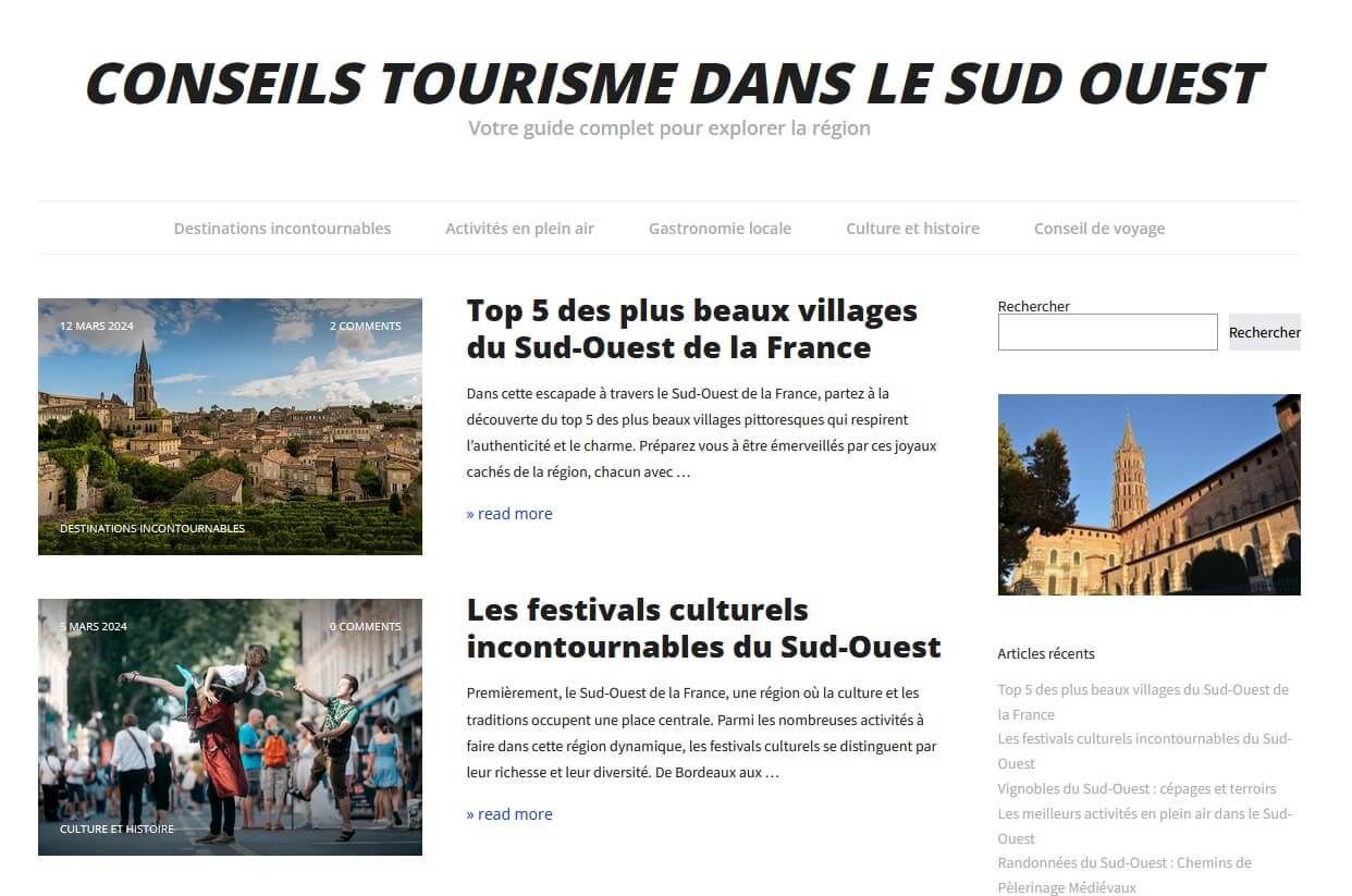 Guide touristique sud ouest